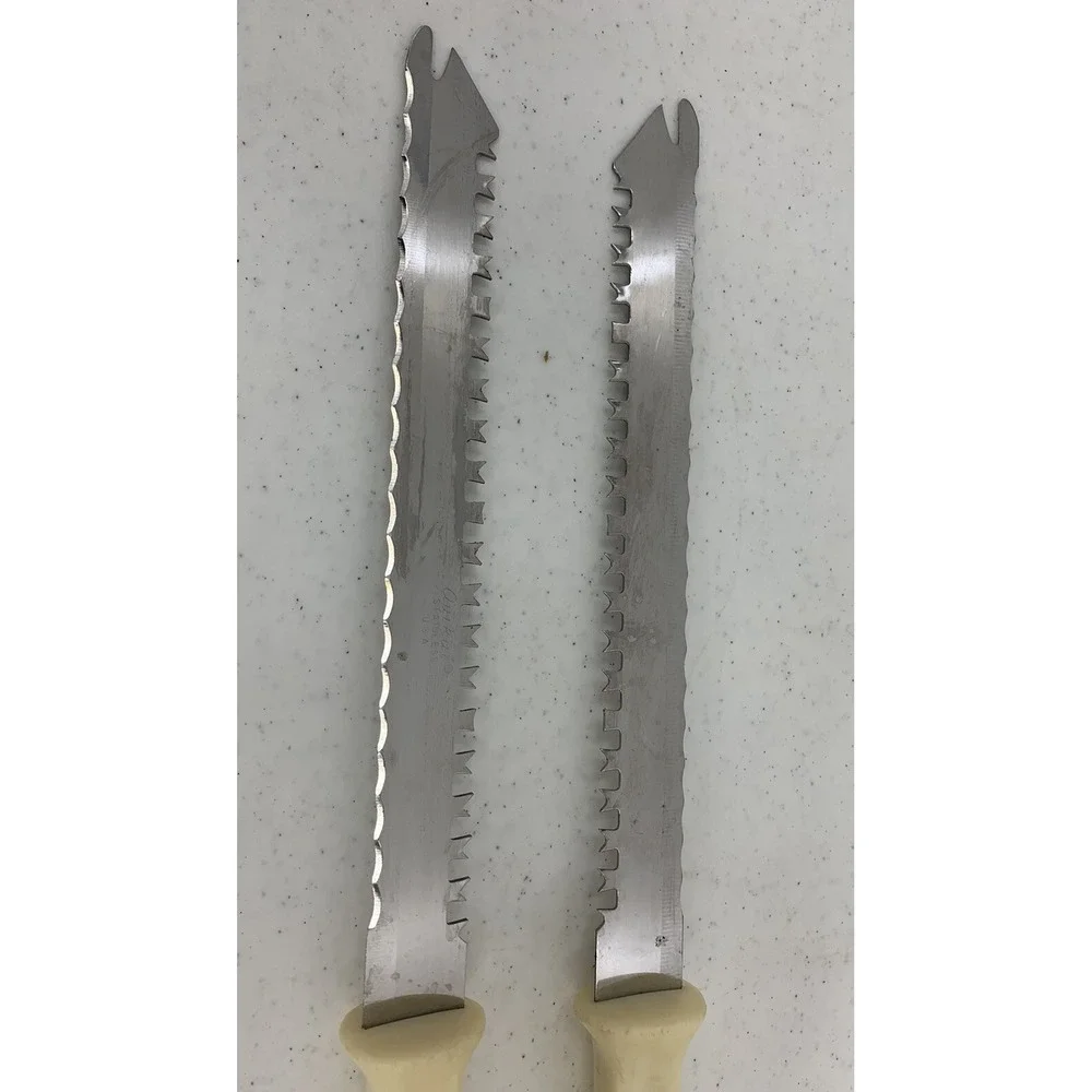 Vintage Quikut Stainless Quikuto Quikkle Carving  Knives Made In USA 9.5